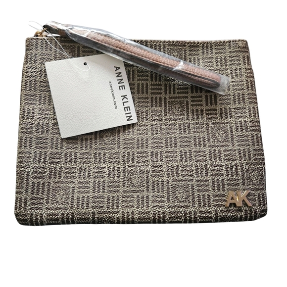 Anne Klein Tile Lion Logo Wristlet Pouch Clutch 8.5"x7" - NWT - Picture 1 of 4